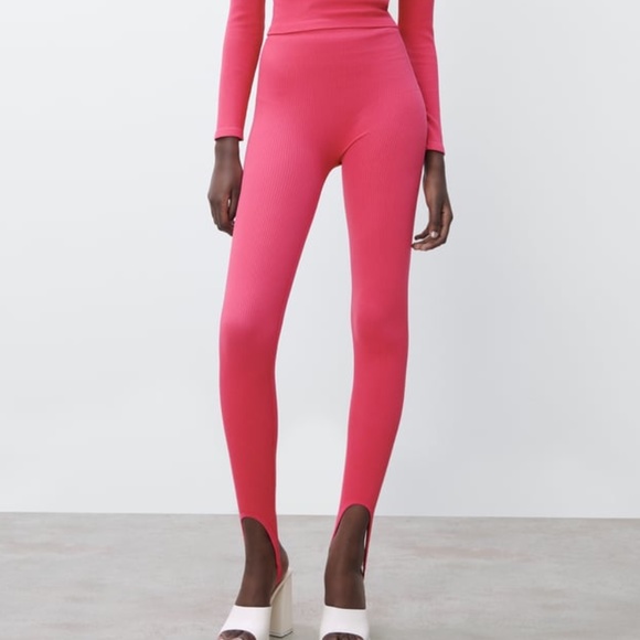 Zara hot pink fuchsia seamless ribbed top and leggings coordinated set NWT - Picture 16 of 16